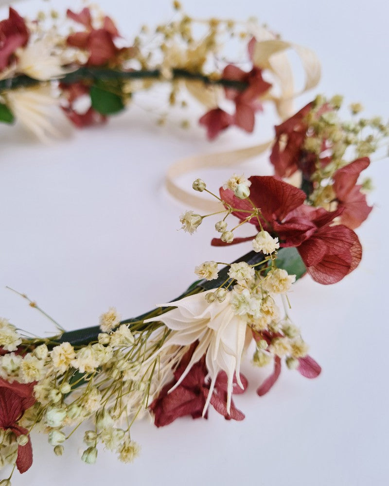 close-up from a flower crown